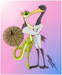  anthro avian balls bird breasts claws crane_(bird) dreamworks duo feet female genitals gruiform guillewolf hi_res kissing kung_fu_panda male male/female master_crane master_viper nipples penis pussy reptile scalie snake toe_claws toes 