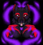  anthro azevix breasts breath bust_portrait canid canine canis fangs herm intersex irishwolf_lythi jewelry looking_at_viewer mammal necklace panting piercing portrait smoke solo tongue vampire wolf 