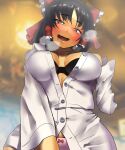  1girl bangs black_bra black_hair blush bow bow_panties bra breasts breath collared_shirt commentary_request cookie_(touhou) dark_sauce eyebrows_visible_through_hair frilled_bow frills hair_bow hair_tubes hakurei_reimu heart heart-shaped_pupils highres indoors long_sleeves looking_at_viewer medium_breasts open_mouth panties pink_panties red_bow saliva sananana_(cookie) shiny shiny_hair shirt short_hair smile solo symbol-shaped_pupils touhou unbuttoned unbuttoned_shirt underwear undressing upper_body white_shirt 