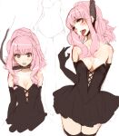  1girl breasts guro hanged hanging louise_francoise_le_blanc_de_la_valliere medium_breasts multiple_views pink_hair rope samedashu simple_background strangling tongue tongue_out white_background zero_no_tsukaima 