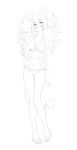  absurdres animal_ears blush elin graphite_(medium) highres patema_(tera_online) reaper_(tera_online) solo swimsuit tail tera_online traditional_media twintails 