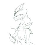  anthro asymmetry dragon fan_character female fur hair hi_res ice kyurem legendary_pok&eacute;mon long_neck nintendo pok&eacute;mon pok&eacute;mon_(species) rough_sketch sad shirokyure_(watte) simple_background sketch solo video_games watte white_kyurem 