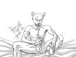  2021 abs anthro balls beastars black_and_white canid canine canis diphallism erection eyes_closed feet ffog foreskin genitals hi_res humanoid_feet humanoid_genitalia humanoid_penis legoshi_(beastars) male mammal masturbation monochrome multi_genitalia multi_penis nude penile penile_masturbation penis scar sitting smile soles solo tailwag uncut wolf 