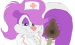  5:3 alpha_channel anesthetic anthro clothing female fifi_la_fume looking_at_viewer mammal medical_instrument mephitid mischievous nurse_clothing scientific_instrument simple_background skunk smile solo subarashi tiny_toon_adventures transparent_background warner_brothers 