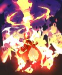 blurry charizard claws commentary_request fire gen_1_pokemon gigantamax gigantamax_charizard head_back highres no_humans pokemon pokemon_(creature) smoke solo yottur 