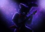  2020 animatronic anthro big_ears black_nose bonnie_(fnaf) bow_tie curtains curtains_closed eyes_closed featureless_crotch five_nights_at_freddy&#039;s fur guitar guitarist happy hi_res lagomorph leporid light long_ears machine male mammal multicolored_body multicolored_fur musical_instrument performance plucked_string_instrument pose purple_body purple_ears purple_fur rabbit robot smile solo spotlight spotlights stage stage_curtains standing star string_instrument two_tone_body two_tone_fur video_games writtenstars87 