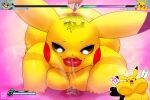  absurd_res anthro battle big_breasts breasts domination female hi_res kiss_mark macro male male/female mimikyu nintendo pikachu pok&eacute;mon pok&eacute;mon_(species) unconscious video_games walter_sache 