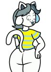  anthro canid canine clothed clothing felid feline hair mammal open_mouth simple_background tem temmie_(undertale) topwear undertale video_games white_body 