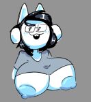  anthro breasts canid canine clothed clothing felid feline hair mammal simple_background tem temmie_(undertale) topwear undertale video_games white_body 