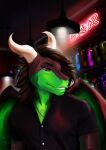  absurd_res anthro bebe_bernarde bust_portrait clothed clothing detailed_background dragon fullshade fully_clothed headshot_portrait hi_res horn male portrait red_eyes smile solo wings 