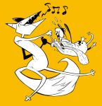  c2ndy2c1d canid canine canis cartoon_network courage_the_cowardly_dog courage_the_cowardly_dog_(character) dancing domestic_dog duo fox hi_res male mammal musical_note open_mouth sharp_teeth teeth the_cajun_fox tongue tongue_out 