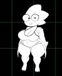  alphys anthro barefoot belly big_breasts breasts buckteeth cleavage clothed clothing coat crop_top deep_navel eyewear female glasses hi_res lab_coat lizard looking_at_viewer navel non-mammal_breasts open_clothing open_coat open_topwear panties reptile scalie shirt short_stack simple_background skimpy solo somescrub standing teeth thick_tail thick_thighs topwear undertale underwear video_games wide_hips 