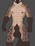  5_fingers abs animal_genitalia anthro balls big_balls big_sheath brown_balls brown_nipples brown_nose brown_sheath colored fingers genitals grey_background hi_res hyaenid male mammal multicolored_body muscular muscular_anthro muscular_male nipples nude sheath signature simple_background solo spots spotted_hyena standing wolfarion 