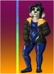  anthro blizzard_entertainment clothed clothing digital_media_(artwork) female fur hair hi_res jacket latex_clothing latex_legwear leggings legwear mammal pandaren rubber rubber_suit simple_background skinsuit solo tall_lizzard_(artist) thick_thighs thigh_highs tight_clothing topwear ursid video_games warcraft wide_hips 