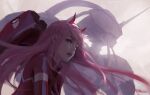  aqua_eyes bodysuit darling_in_the_franxx headband horns long_hair mecha pink_hair wlop zero_two 