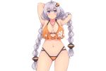  amane_hasuhito bikini blue_eyes blush braids gray_hair kizuna_akari necklace swimsuit twintails voiceroid white 