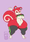  animal_crossing anthro breasts clothed clothing digital_media_(artwork) female fur genitals hair hi_res kirbot12 mammal nintendo nude poppy_(animal_crossing) pussy red_body rodent sciurid short_stack simple_background smile solo thick_thighs tree_squirrel video_games wide_hips 