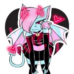  &lt;3 1:1 anthro blue_body chiropteran crazy_guy_(artist) devil_horns_(disambiguation) digital_media_(artwork) hair looking_at_viewer male mammal pink_hair solo terry_(character) watermark 