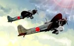  aircraft airplane bomb cloud d3a dive_bomber gun imperial_japanese_navy matsuda_juukou military military_vehicle millipen_(medium) original propeller sky traditional_media weapon world_war_ii 