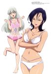  2girls absurdres artist_request bikini black_hair breasts cleavage crossed_arms elizabeth_liones highres long_hair looking_at_viewer md5_mismatch megami_magazine merlin_(nanatsu_no_taizai) multiple_girls nanatsu_no_taizai official_art short_hair swimsuit yellow_eyes 
