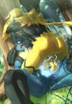  absurd_res anthro being_watched bulge butt duo electricity electrostimulation featureless_crotch hi_res incineroar kabedon legendary_pok&eacute;mon looking_at_another lucario male male/male nintendo outside perineum plant pok&eacute;mon pok&eacute;mon_(species) skarltano tree video_games zeraora 