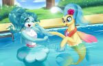 absurd_res anthro brand_new_animal cetacean delphinoid duo female fish friendship_is_magic hasbro hi_res mammal marine merfolk my_little_pony my_little_pony:_the_movie_(2017) nina_flip outside partially_submerged princess_skystar_(mlp) pyroxtra seahorse studio_trigger swimming_pool syngnathid syngnathiform toothed_whale water 