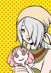  1girl bare_shoulders cecie_(gravity_daze) doll gravity_daze gravity_daze_2 hair_over_one_eye kerchief long_hair silver_hair yellow_eyes 