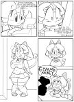  bottomwear breasts cleavage clothed clothing collar domestic_cat duo embarrassed erect_nipples exhibitionism felid feline felis female female/female francine_manx hi_res humanoid mammal miniskirt nipples panties partially_clothed polly_esther samurai_pizza_cats skirt stabbzycat underwear 