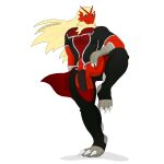  1:1 alpha_channel anthro avian bird blaziken blue_eyes chaps claws clothing genitals hair legging long_hair male muscular muscular_anthro muscular_male nintendo notkastar penis pok&eacute;mon pok&eacute;mon_(species) signature solo video_games 