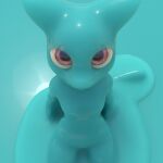  1:1 3d_(artwork) anthro blue_background blue_body coliser digital_media_(artwork) female goo_creature looking_at_viewer looking_up pink_eyes simple_background solo solo_focus 