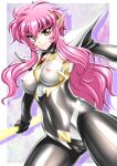  1girl armor bodysuit cameltoe covered_navel covered_nipples gem magic_knight_rayearth nova_(rayearth) pink_hair pointy_ears red_eyes sakura_ryuuken see-through 
