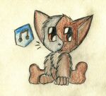  brown_eyes chao_(sonic) gizmo hi_res mini_art multicolored_body musical_note sitting sonic_the_hedgehog_(series) traditional_media_(artwork) two_tone_body 