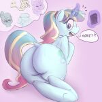  1:1 big_butt blue_body book butt cloudy_quartz_(mlp) dialogue drabbella equid equine eyewear female feral friendship_is_magic glasses hasbro hi_res horn huge_butt mammal mature_female mrs._shy_(mlp) my_little_pony simple_background telekinesis twilight_velvet_(mlp) windy_whistles_(mlp) winged_unicorn wings 