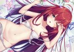  bra long_hair navel original panties red_hair tagme_(artist) underwear wink 