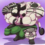  2020 4_toes anthro balls big_balls big_muscles big_pecs big_penis black_nipples black_penis bobert boxers_(clothing) clothed clothing earpiece erection feet fur galarian_meowth genitals gradient_background grin hi_res huge_balls huge_muscles huge_pecs huge_penis hyper hyper_balls hyper_genitalia hyper_muscles hyper_penis male meowth multicolored_body multicolored_fur muscular muscular_anthro muscular_male nintendo nipple_piercing nipples pawprint_motif pecs penis piercing plantigrade pok&eacute;mon pok&eacute;mon_(species) pok&eacute;morph regional_form_(pok&eacute;mon) scrufer simple_background smile solo standing toes underwear underwear_only video_games 