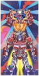  1980s_(style) 2boys autobot blue_eyes ct990413 holding hot_rod insignia matrix_of_leadership mecha multiple_boys no_humans open_hands optimus_prime orange_eyes planet retro_artstyle science_fiction transformers 