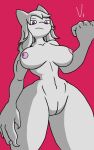  abs action_pose big_breasts breasts camel_toe cat_lamb_hybrid female fist hi_res invalid_tag mewlia natural_breasts pose raised_arm raised_fist solo staring_down vamrack wide_hips 