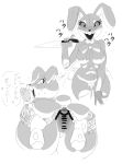  absurd_res anthro anus bow_tie breasts buckteeth censored featureless_breasts female five_nights_at_freddy&#039;s five_nights_at_freddy&#039;s:_security_breach genitals hand_on_butt hi_res japanese_text jaynator1 jaynatorburudragon lagomorph leporid looking_pleasured mammal pussy rabbit simple_background solo spread_anus spread_pussy spreading teeth text vanny_(fnaf) video_games 