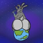  alien anthro big_butt butt crashwolf deity earth hi_res lagomorph leporid lordultra male mammal nude rabbit solo 