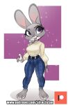  anthro barefoot belt buckteeth clothed clothing disney female fully_clothed hi_res judy_hopps lagomorph leporid mammal off_shoulder rabbit siroc solo sparkles sweater teeth topwear zootopia 