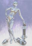  breasts female genitals glistening glistening_body hajime_sorayama hi_res humanoid machine metallic_body nude pinup pose pussy robot screws sexy_robot_(hajime_sorayama) smile solo standing 