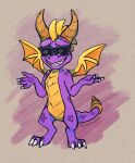  2021 3_toes 4_fingers activision anthro claws digital_media_(artwork) dragon feet fingers hi_res horn icelectricspyro male membrane_(anatomy) membranous_wings scales scalie smile solo spines spyro spyro_the_dragon toes video_games western_dragon wings 