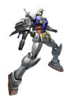  beam_rifle energy_gun floating foreshortening green_eyes gun gundam head_tilt highres holding holding_gun holding_weapon looking_up mecha mobile_suit mobile_suit_gundam no_humans open_hand rx-78-2 science_fiction solo souto_(0401) weapon white_background 