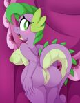  absurd_res anthro big_breasts big_butt blush breasts butt crossgender dragon female friendship_is_magic hi_res looking_back my_little_pony nude pearlyiridescence rear_view solo spike_(mlp) 