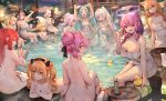  animal_ears ass blonde_hair braids breasts brown_hair group horns j.xh long_hair multiple_tails nude pointed_ears ponytail purple_hair red_hair rubber_duck tagme_(character) tail towel twintails water white_hair wink 