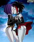  argent_(dc) blush dc_comics gothic green_skin grey grey_skin kiss multiple_girls palcomix pale_skin panties raven_(dc) skirt teen_titans teenage underwear yuri 