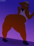  2018 anthro big_butt bombshell_(nitw) bottomless butt clothed clothing female hi_res huge_butt mammal night_in_the_woods piercing ratchetsly shirt skullman777 solo ursine 