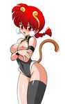  breasts cosplay genderswap kokera large_breasts nipples ranko ranma-chan ranma_1/2 ranma_saotome red_eyes red_hair saotome_ranma tail 