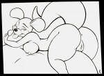  2021 alex_spastic animate_inanimate anthro bedroom_eyes bent_over big_breasts big_butt black_and_white breasts butt disney female genitals half-closed_eyes kanga kangaroo living_plushie looking_at_viewer looking_back lying macropod mammal marsupial mature_female monochrome narrowed_eyes nipples nude on_front plushie pussy rear_view seductive simple_background smile solo thick_thighs tongue tongue_out white_background wide_hips winnie_the_pooh_(franchise) 