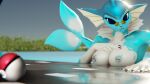  3d_(artwork) anthro blue_eyes claws digital_media_(artwork) eevee eeveelution evilbanana eyewear female fin glasses hi_res humanoid invalid_tag meryl metal nails nintendo pads_(disambiguation) paws pok&eacute;mon pok&eacute;mon_(species) poking res ring shiny_(disambiguation) solo vaporeon video_games wait web_(disambiguation) white_hands 